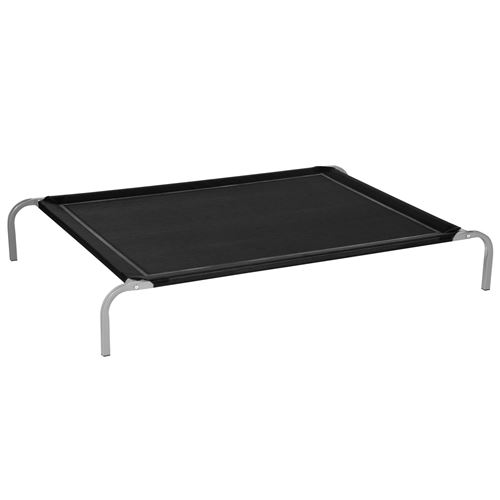 Lit pour chien chat XXL grand confort sur pied dim. 130L x 90l x 20H cm métal époxy textilène micro-perforé noir