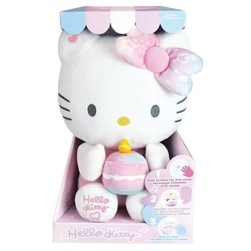 Hello Kitty Peluche Interactive Anniversaire +/- 26 Cm - Jemini - Musique, Bougie Et Rire Interactifs.