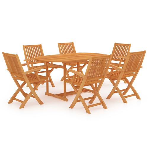 Non Communiqué Bois De Teck Vidaxl Ensemble De Salle À Manger De Jardin 7 Pcs Massif