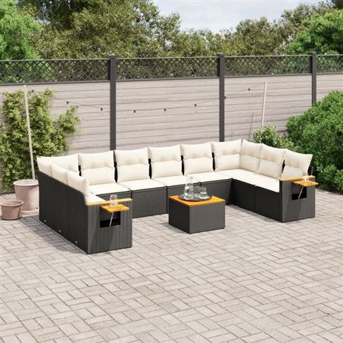 Vidaxl Noir Salon De Jardin Modulable Rotin 3 Pieces 10 Personnes - Image 2