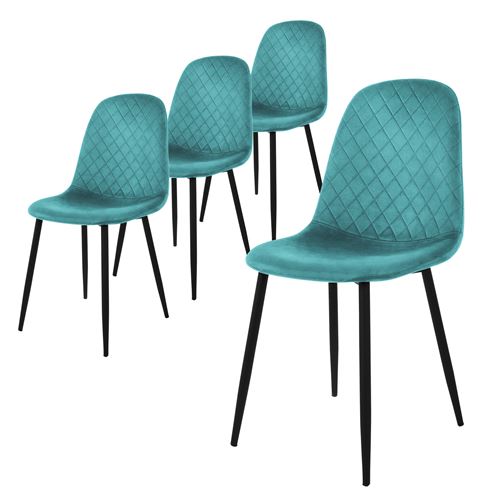 ML-Design Chaise de Salle à Manger, Lot de 4, Pétrole, Revêtement en Velours, Pieds en