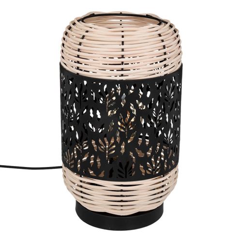 Non Communiqué Noir Atmosphera Créateur D'intérieur - Lampe À Poser Cylindrique Cosy 30Cm & Beige - Image 1