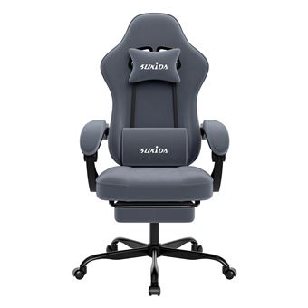 Chaise Gaming Ergonomique Noire, Inclinable, Avec Repose-pieds Et Support Lombaire