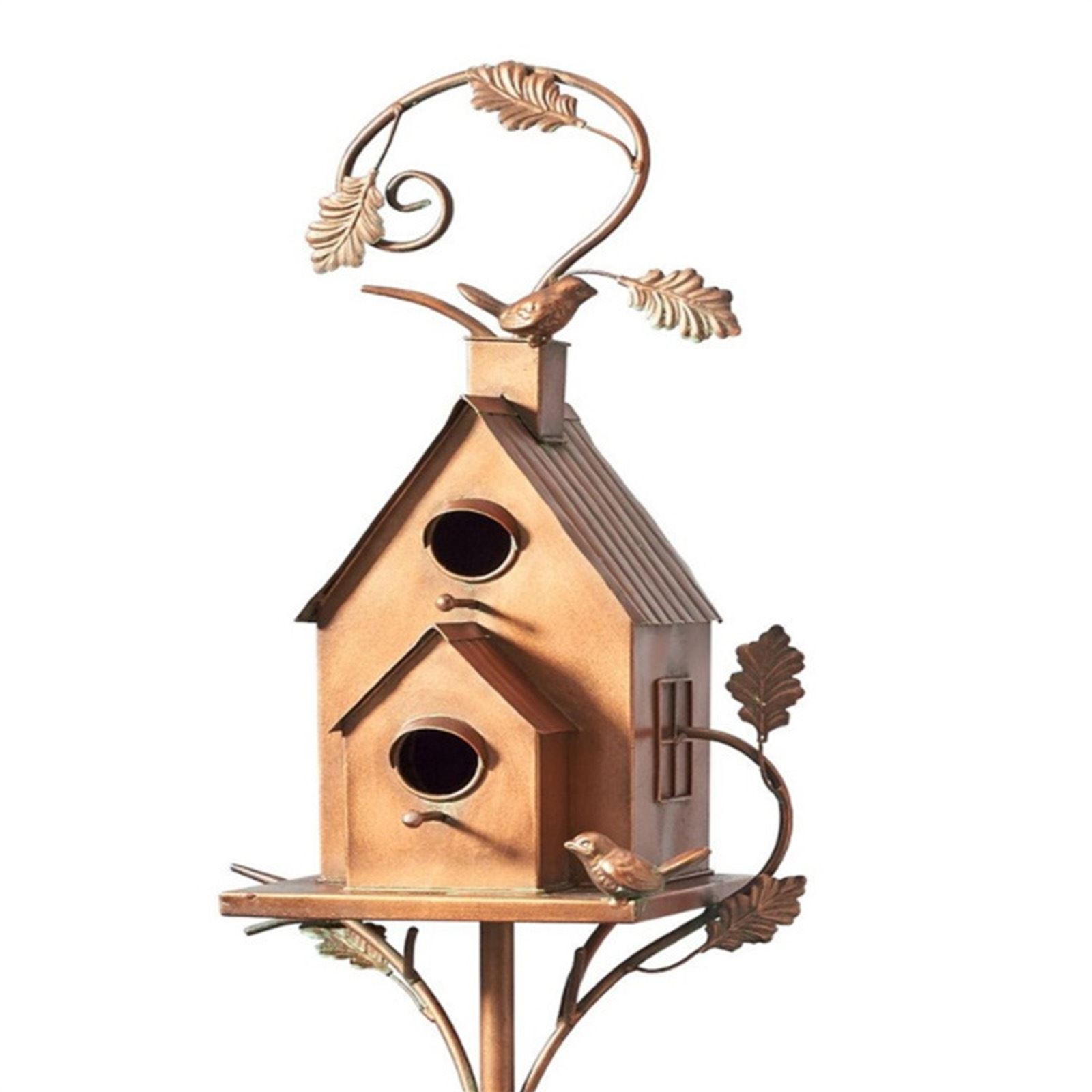 Mangeoire à Oiseaux Sur Pied Avec Toit En Tuiles D'asphalte - Diamètre 57 Cm, Hauteur Totale 1.05 M, Remplissage Par Cheminée