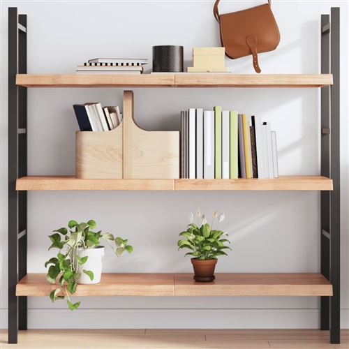 Vidaxl Wandschap 120X30x(2-4)Cm Behandeld Massief Eikenhout Lichtbruin363692 - Image 2