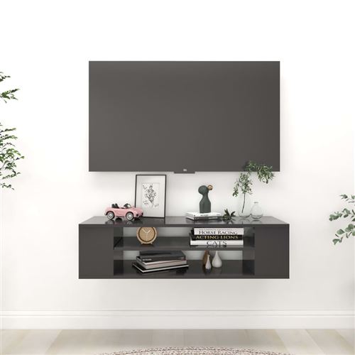 vidaXL Meuble TV suspendu Gris 100x30x26,5 cm Aggloméré