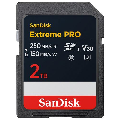 SanDisk Extreme Pro - Carte mémoire flash - 2 To - Video Class V30 / UHS-I U3 / Class10 - SDXC UHS-I