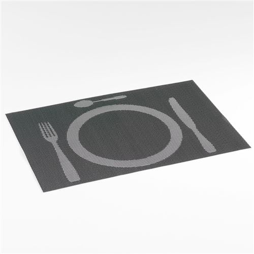 Set de table 30 x 45 cm pvc bicolore dejeuner Noir/Blanc