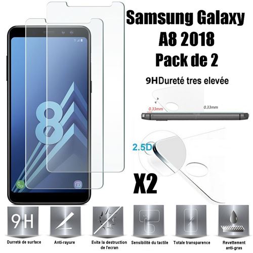 Samsung Galaxy A8 2018 Vitre protection d'ecran en verre trempé incassable Advansia Tempered Glass (Lot de 2) - Advansia