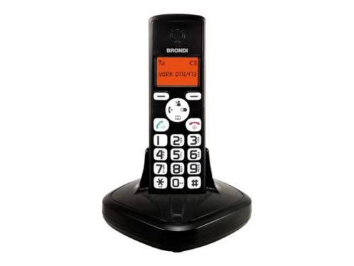 Brondi YORK - Téléphone sans fil avec ID d'appelant/appel en instance - DECTGAP - noir