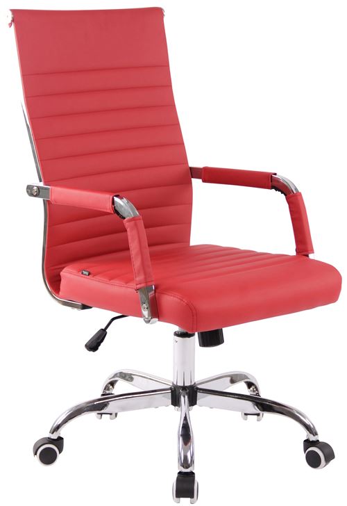 Chaise de bureau Amadora avec hauteur r&eacute;glable et Pied en m&eacute;tal rouge Similicuir