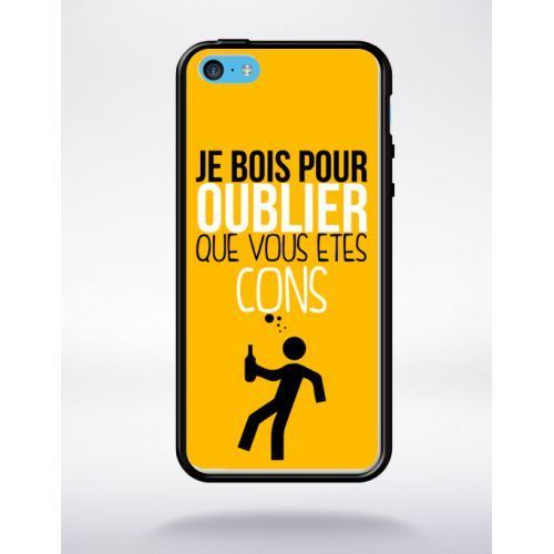 Coque je bois pour oublier que vous etes con 5 compatible apple iphone 5c bord noir silicone