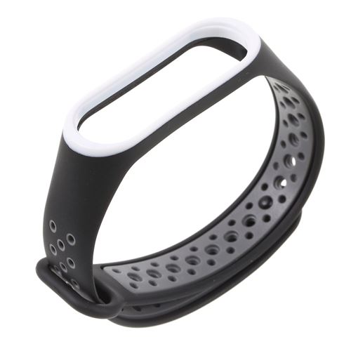 Bracelet en silicone souple bicolore noir blanc pour votre Xiaomi Mi Band 3