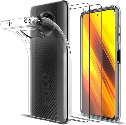 Coque pour Xiaomi Poco X3 NFC avec X2 verre trempé