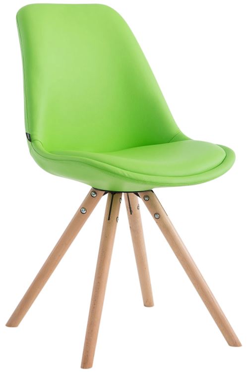 Chaise salle à manger LAVAL similicuir pieds ronds Nature - Siège Vert