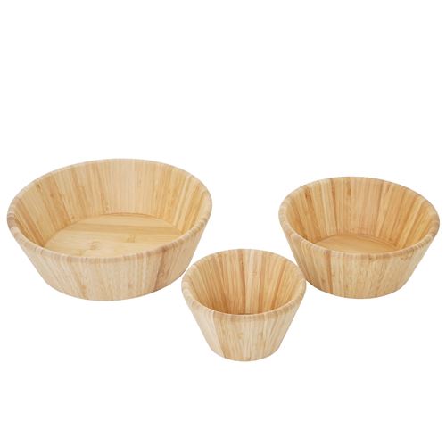 Set de 3 bols MENDLER HWC-B98, bambou, empilables
