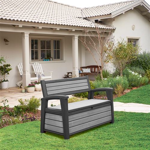 Banc Coffre De Jardin 227 L En Resine Gris Brossium Mobilier De Jardin Achat Prix Fnac