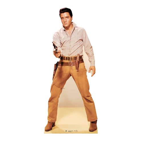 Figurine en carton ELVIS en tenue de cow-boy avec pistolet 189 cm