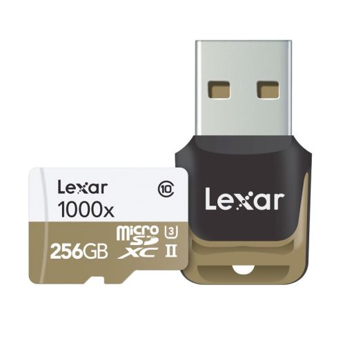 Lexar Professional - Carte mémoire flash - 256 Go - UHS-II U3 / Class10 - 1000x - microSDXC UHS-II - avec lecteur de carte USB 3.0