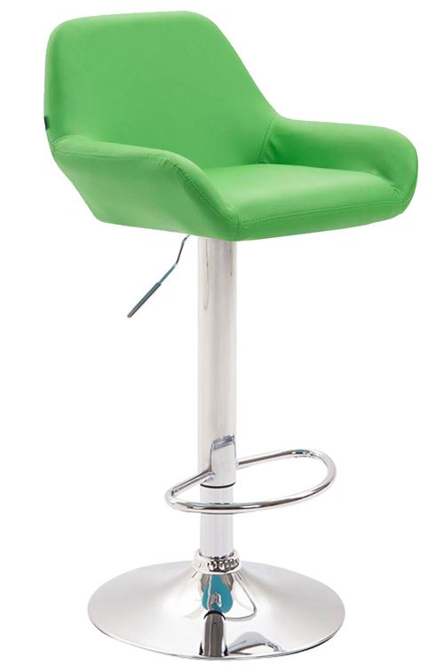 Tabouret de Bar Braga en Similicuir - Hauteur réglable Pivotant- Piètement en Métal Chrome - Couleur d'assise Vert