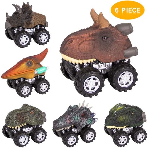 TWFRIC Voiture de Jouets de Dinosaure, Voiture Jouet Dinosaure 6 PCS Voitures de Camion de Dinosaure Jouet Éducatif pour Enfants Garçons Filles