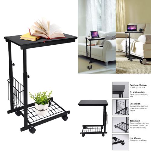 Bureau réglable en hauteur avec table d'appoint à roulettes détachable