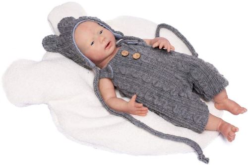 Poupées Guca - Poupée bébé en Silicone avec cuillère en Laine Grise et Gorge 46 cm, Multicolore (18055)