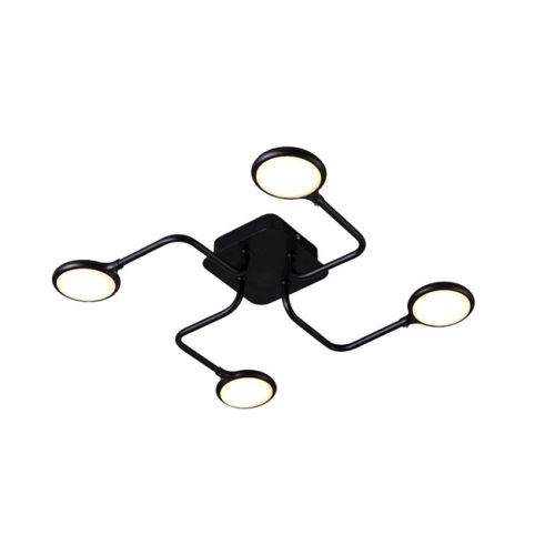 HOMEMANIA Lampe de Plafond Diego Plafonnier - Murale - Noir en Métal, 42 x 42 x 9 cm, 1 x LED, 24W, 2520LM, 4200K Lumière Blanc Naturel
