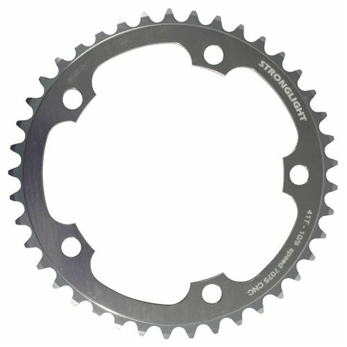Plateau route 5bra 41dts d.130 interieur argent alu 7075 stronglight type shimano 9-10v.