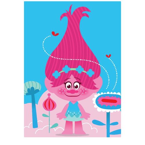 Tapis enfant Les Trolls 133 x 95 cm Disney Queen Poppy