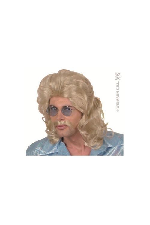 Perruque Années 70 Avec Moustache Blond