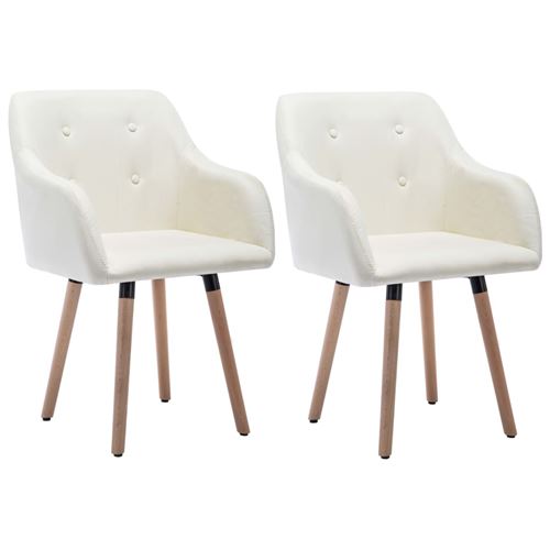 vidaXL Chaise à dîner 2 pcs Revêtement en tissu 55x55x84 cm Crème
