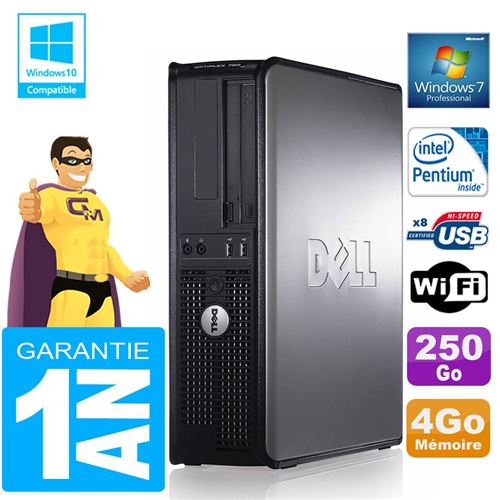 Pc dell 780 dt intel e5300 ram 4go disque 250 go graveur dvd wifi w7