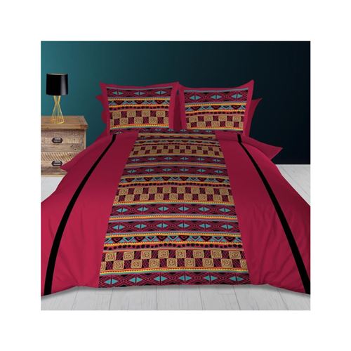 Parure housse de couette en coton 240x220 cm WAX rouge
