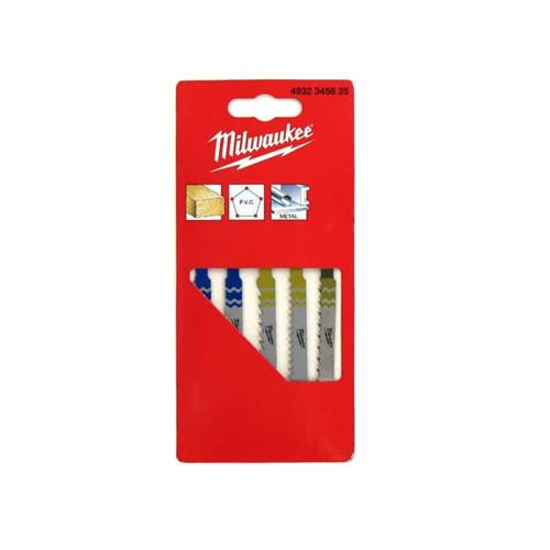 Pack de 5 lames scie sauteuse MILWAUKEE métal/bois/PVC 4932345825