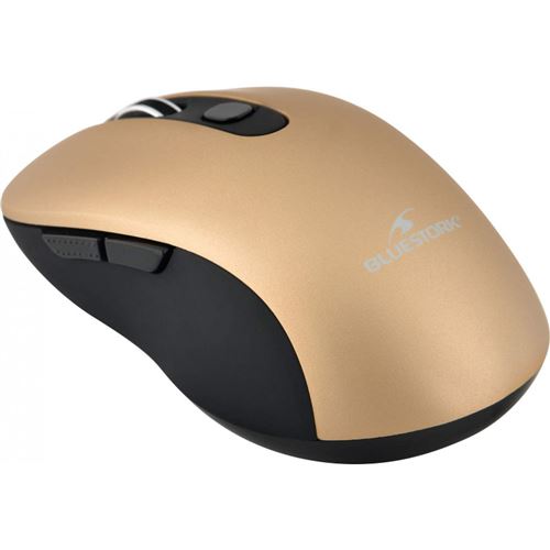 BLUESTORK Comfort Mouse - Muis - optisch - 6 knoppen - draadloos - 2.4 GHz - USB draadloze ontvanger - goud
