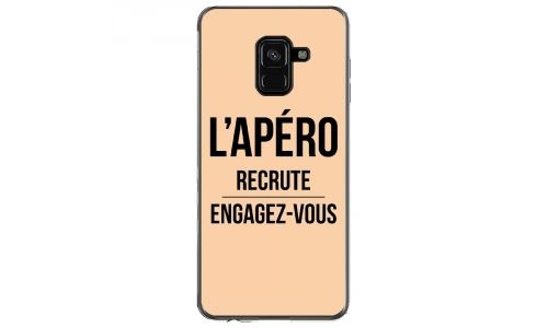 Coque souple pour Samsung Galaxy A8 2018 avec impression Motifs l'apéro recrute beige