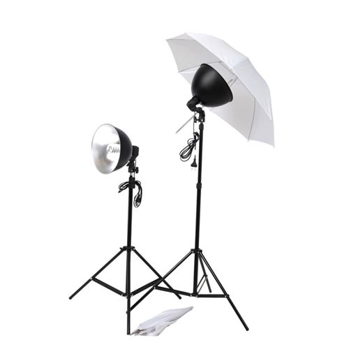 vidaXL Studio lampenset met paraplu's, lampenkappen en statieven