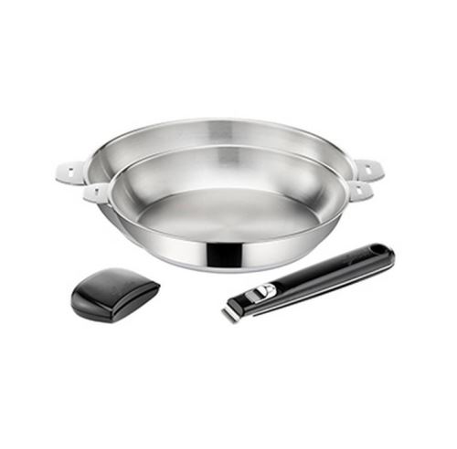 lot de 2 poêles 24/26cm inox + poignée + anse - 012135600104