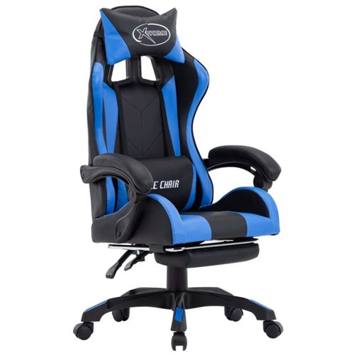 VidaXL Chaise de Gaming avec Repose-Pieds Cuir Synth&eacute;tique Bleu/Noir