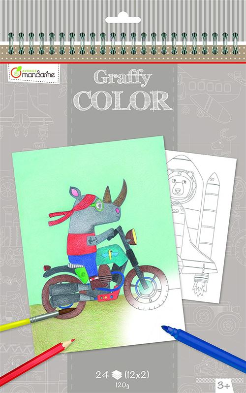 Avenue Mandarine GY020O Un carnet de Coloriage Graffy Couleur - P'tits bolides