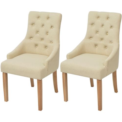 Vidaxl Beige Chaises À Manger Lot De 2 Crème Tissu