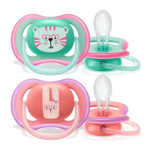 PHILIPS AVENT Lot de 2 sucettes Ultra air - 18 mois et + - Vert et rose