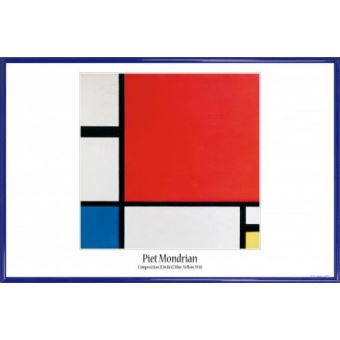 Poster Encadre Piet Mondrian Composition Ii En Rouge Bleu Jaune 1930 61x91 Cm Cadre Plastique Bleu Poster Affiche Encadre Top Prix Fnac