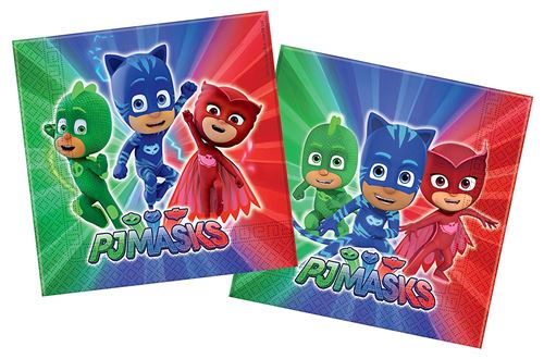 Lot serviettes PJ Masks Super 33 x 33 cm 20 pièces
