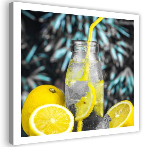 Tableau sur toile Décoration murale Image moderne Canevas Boisson Citrons 80x80