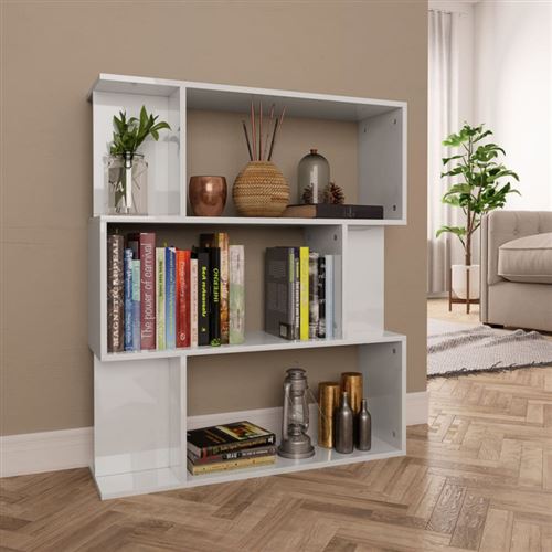 vidaXL Bibliothèque/Séparateur de pièce Blanc brillant 80x24x96 cm