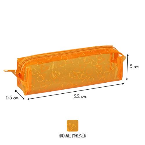 Trousse scolaire transparente FLUO COLOURS Viquel PVC Orange