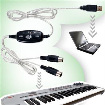 yibuy Noir Cable USB MIDI Cable adaptateur convertisseur pour musique Piano Clavier pour PC/ordinateur portable