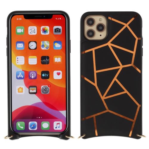 Coque en TPU anti-chute mutural avec sangle noir pour votre Apple iPhone 11 Pro Max 6.5 pouces